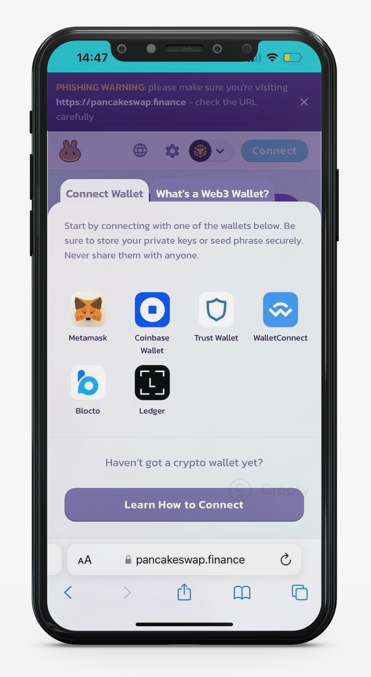 a screenshot of connecting wallet