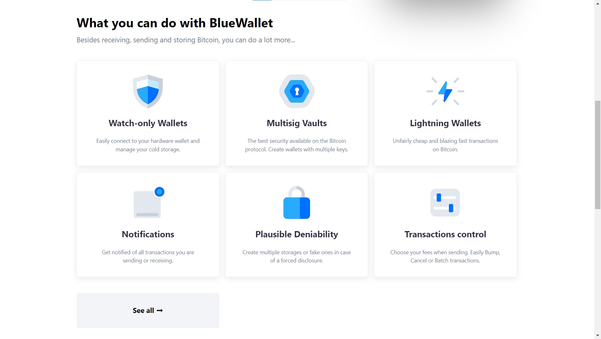 bluewallet features