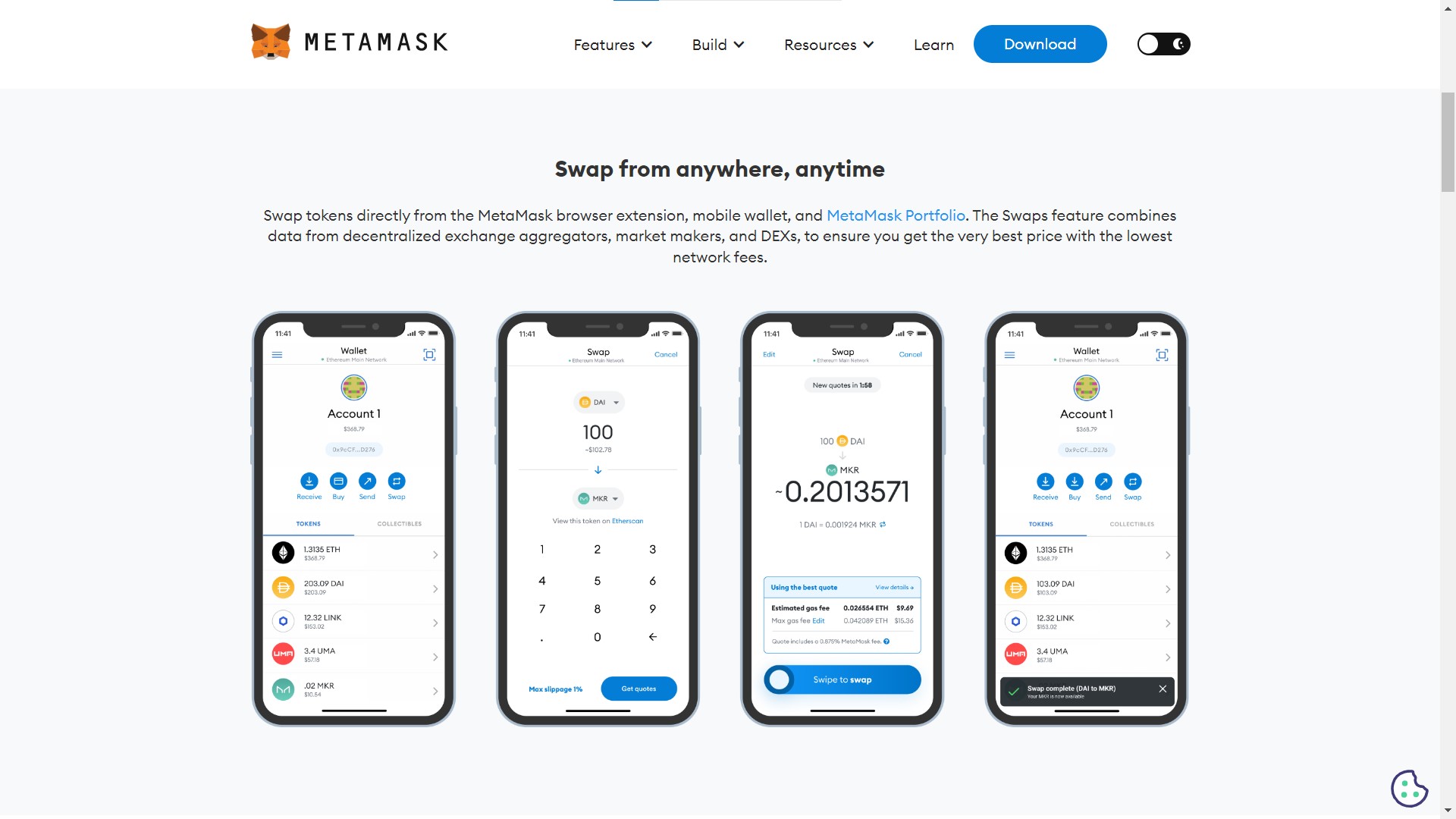 metamask swap